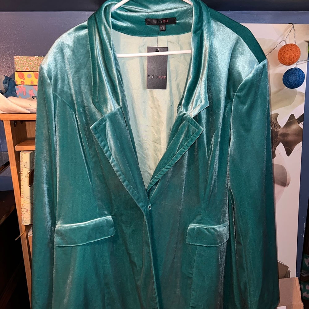Plus size Crushed velvet blazer